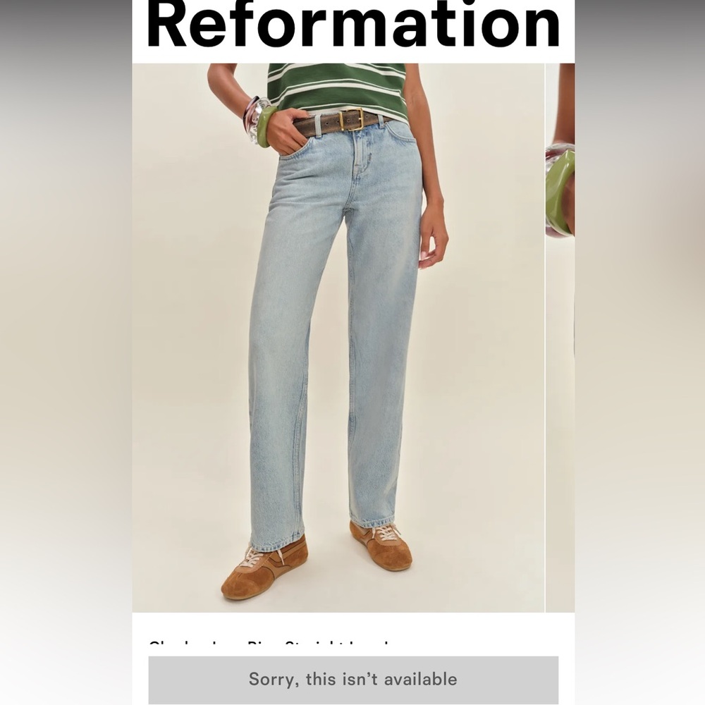 Reformation Charlee Low rise Straight Leg Jeans YARRA* NOT AVAILABLE ANYMORE